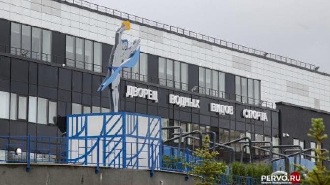 Фигуры пловцов появились возле Дворца водных видов спорта