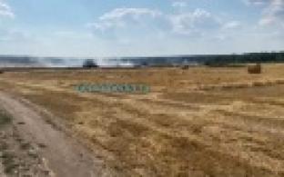 Рядом с деревней Коновалово горит сено на полях и трактор