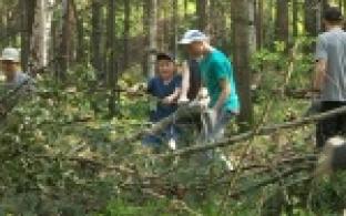 Помощь в наведении чистоты городскому парку культуры и отдыха оказывают участники "Отряда мэра"